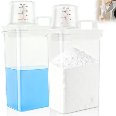 2er-Set luftdichte Waschmittelbox 2300 ml mit Messbecher