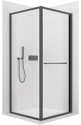 Zdjęcie produktu dla szkło ceramiczneO – Kabina prysznicowa Versaro L/P – 6 mm – czarna matowa, szkło przezroczyste – 90 x 100 cm – przesuwna