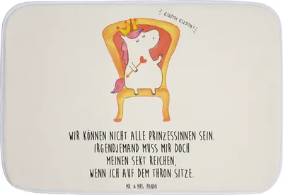 Produktbild von Mr. & Mrs. Panda Badematte Einhorn König - Weiß - Geschenk, Badezimmer Matte, Prinzessin, Kaiser, Krone, Badezimmerteppich, duschmatte, Badteppich, Badvorleger, Unicorn