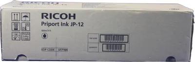 Productafbeelding van Ricoh JP12 - 600 ml - Zwart - Navulinkt (inhoud: 5 stuks) - voor Priport JP1210, JP1250
