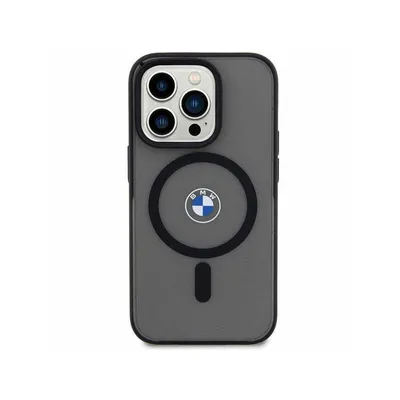 A dark gray iPhone case with a BMW logo and MagSafe ring is shown against a white background.