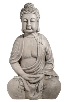 Produktbild von XXXL Großer Buddha 50 cm hellgrau grau Steinoptik Garten Deko Figur Skulptur Feng Shui sitzend Steinfigur-Optik