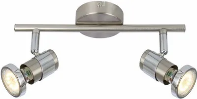 Immagine prodotto di Faretto da soffitto Emina 2, finitura cromata satinata, 2xGU10x50W, metallo, dimensioni: 12x28x8 cm, IP20, Reality