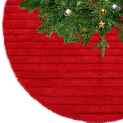 Immagine prodotto di Copertura rotonda per albero di Natale, colore rosso, con bordo morbido, diametro 122 cm