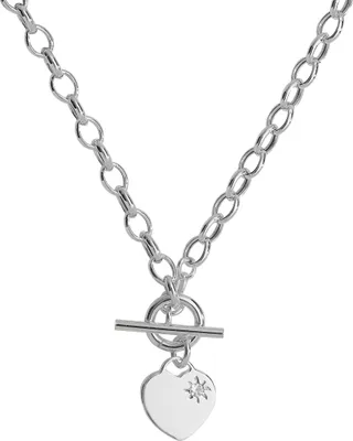 Produktbild von Modische 925 Sterling Silber (Rhodiniert) Herz Damen - Halskette mit Zirkonia - 43cm*21mm, 11 Gramm; TRS22981