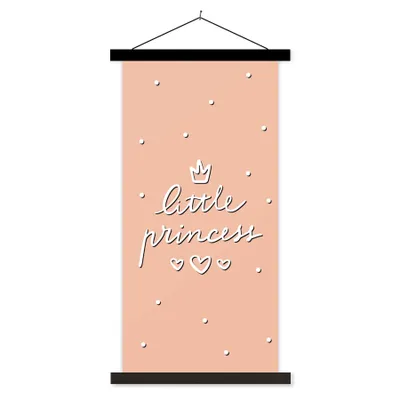 Produktbild von MuchoWow® Textilposter Zitate - Kleine Prinzessin - Sprichwörter - Mädchen - Baby - Mädchen 60x120 cm mit schwarzem Rahmen - Magnete