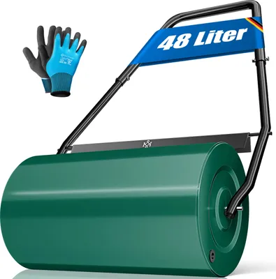 Produktbild von KESSER® Rasenwalze Metall mit Handschuhen Handwalze Rasenroller Gartenwalze Ackerwalze Walze befüllbar mit Wasser oder Sand