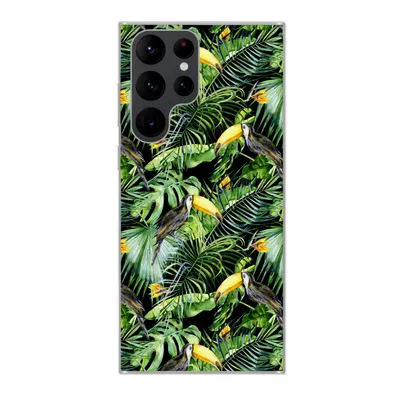 Produktbild von MuchoWow® Handyhülle Schutzhülle Hülle für Samsung Galaxy S22 Ultra Tukan - Muster - Pflanzen Silikon Softcase Handy Hülle - Abbildung