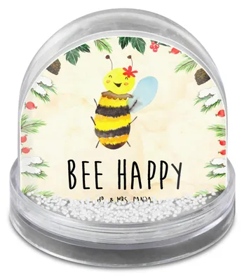 Produktbild von Mr. & Mrs. Panda Schneekugel Weihnachten Biene Happy - Naturpapier - Geschenk, schnee kugel, Schüttelkugel, Winter-Schneekugel, Weihnachts