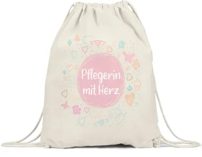 Produktbild von Pflegerin mit Herz Turnbeutel Gymsack  Dankeschön Geschenk Danke Sagen Für Alles Pflegekräfte