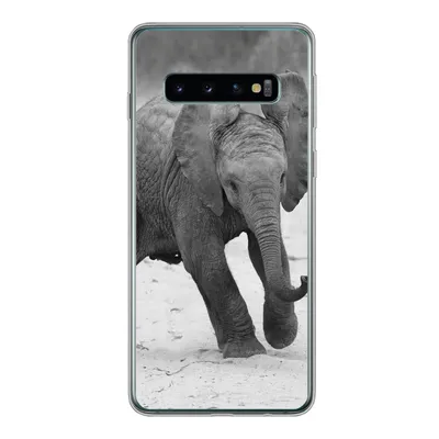 Produktbild von MuchoWow® Handyhülle Schutzhülle Hülle für Samsung Galaxy S10 Elefant - Baby - Tiere - Kröte - Schwarz und weiß Silikon Softcase Handy Hülle - Handytasche