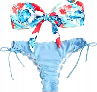 Immagine prodotto di Fascia bandeau costume da bagno brasiliano due pezzi con fiori M