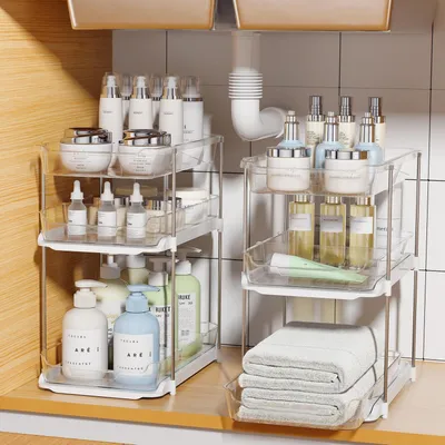 Immagine prodotto di Organizzatore per lavello, 3 ripiani, bianco, acrilico, acciaio inossidabile
