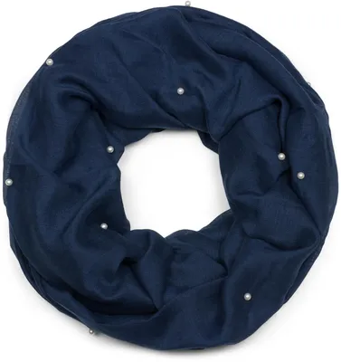 Produktbild von styleBREAKER Damen Loop Schal mit Perlen Applikation, Unifarben, Leichter Schlauchschal Einfarbig, Tuch 01016168