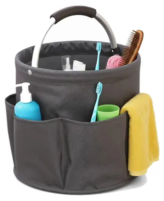 Image de Panier de ménage, rangement pour accessoires de ménage, sac de ménage pliable, panier de rangement avec poignée, sac à outils avec 6 poches extérieures