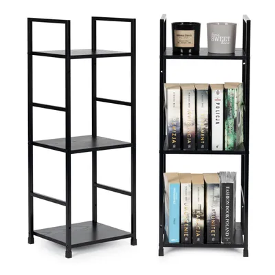 Obrázek produktu pro ModernHome CWJ302480L Dřevěný regál s kovovým rámem a 3 policemi, černý