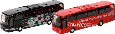 Produktbild von Goki Bus Spielzeug - Metall Reisebus 1:60, 18 cm