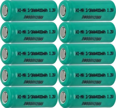 Produktbild von vhbw 10x Akku-Rohzellen Ersatz für 2/3AAA für Akkus - 400 mAh, 1,2 V, NiMH