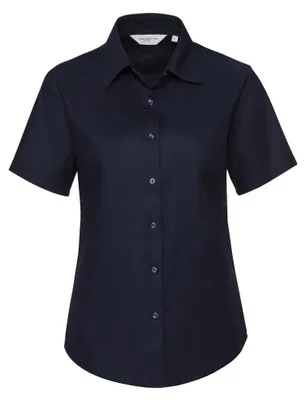 Produktbild von Russell Collection Easy Care Oxford Bluse, Kurzarm FK745 (XS) (Marineblau)