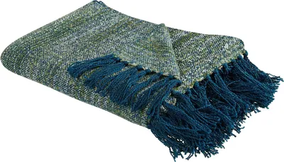 Produktbild von BELIANI Decke mit Fransen blau / grün Acryl 130 x 170 cm Boho-Stil Wohnzimmer Schlafzimmer