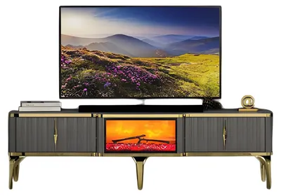 Produktbild von TV Lowboard Wohnzimmerschrank Sideboard Dekokamin Funktional Modern