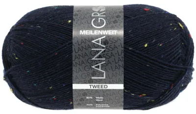 Produktbild von Lana Grossa - Meilenweit 100g Tweed 0112 nachtblau tweed