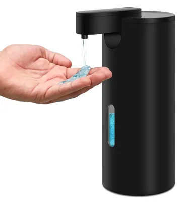 Image de Distributeur de savon automatique en acier inoxydable avec 3 réglages infrarouges, 340 ml, étanche IPX4, pour la cuisine et la salle de bains (noir)