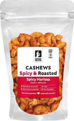 Produktbild von Cashews Spicy Harissa, leckere Knabberei, feine Schärfe mit nordafrikanischem Harissa, 140g