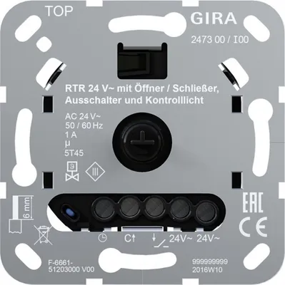 Obrázok produktu pre Regulátor izbovej teploty Gira 24V otvoriť/zavrieť 247300 (247300)