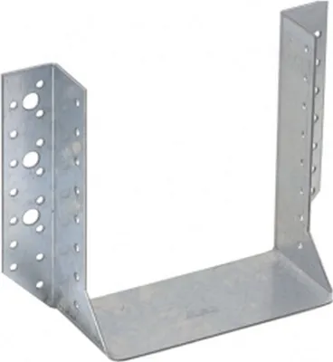 A metal joist hanger bracket on a white background.