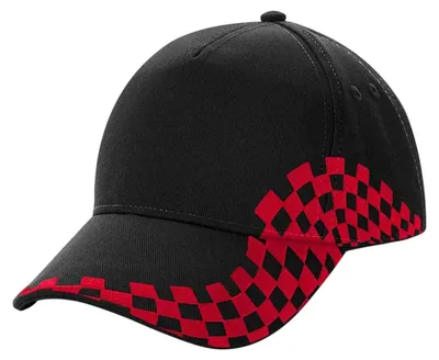 Image de Casquette Beechfield « Grand Prix » FK1757 (taille unique) (noir/rouge)