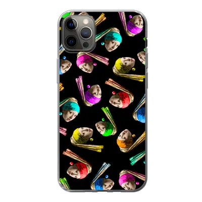 Produktbild von MuchoWow® Handyhülle Schutzhülle Hülle für iPhone 12 Pro Max Das Mädchen mit dem Perlenohrring - Regenbogen - Schnittmuster Silikon Softcase Handy Hülle - Hartschale