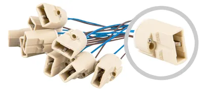 Produktbild von 10 Stück Fassung G9 SOCKEL G9 - schmale Bauform Hochvolt Keramik 190-230V Halogen-Fassung G9