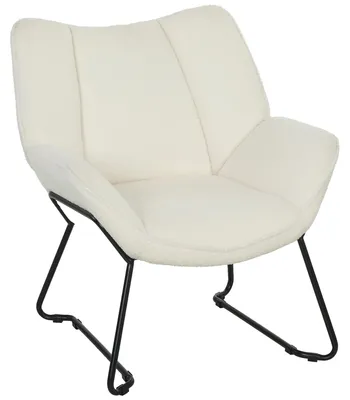 Produktbild von HOMCOM Loungesessel Wohnzimmer Sessel mit Sherpa-Fleece-Optik, Armlehnen Weiß