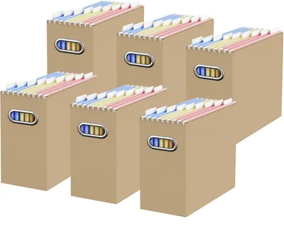 Immagine prodotto di Organizer per documenti 6 pz A4 con manici in plastica marrone Oterri