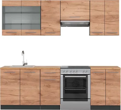 Produktbild von Küchenzeile Vicco Fame-Line Goldkraft Eiche/Anthrazit 240 cm , AP Eiche, Model 42650
