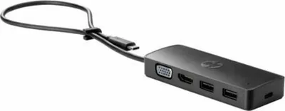 Produktbild von HP USB-C Reisehub G2, Kabelgebunden, USB 3.2 Gen 1 (3.1 Gen 1) Type-C, Schwarz, China, Windows 10, 107 mm