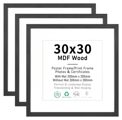 Zdjęcie produktu dla Ramka na zdjęcia z płyty MDF, czarna, 30 x 30 cm, przeznaczona do umieszczania zdjęć