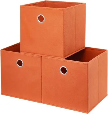 Produktbild von Famanu Aufbewahrungskubus Orange 28x28x28 cm - Set von 3 faltbaren Aufbewahrungsboxen