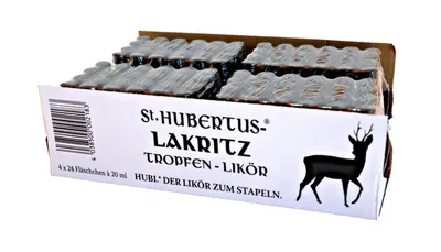 Produktbild von ST. Hubertus Lakritz Tropfen Likör 16 % Vol. 96 Flaschen x 0,02 Liter