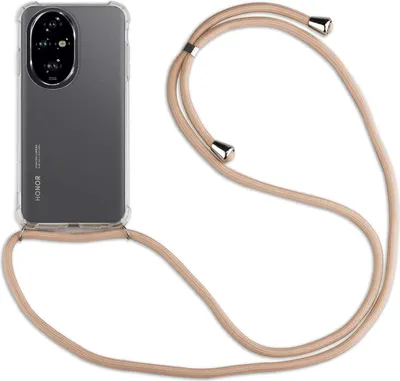 Produktbild von Handykette für Honor 200 Pro Handyhülle mit Band Case Hülle mit Kordel Handy Tasche in Beige / Braun