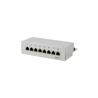 Productafbeelding van LogiLink Patchpaneel voor desktop - Patchpaneel - RJ-45, 8 poorten - Grijs, RAL 7035