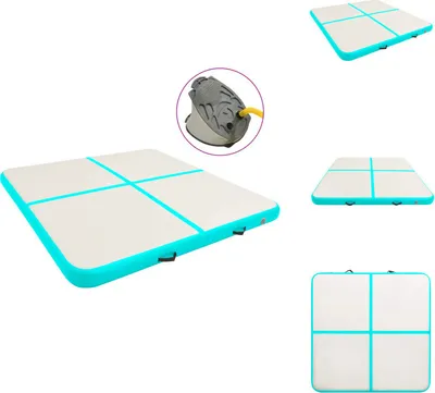 Produktbild von vidaXL Aufblasbare Gymnastikmatte mit Pumpe 200x200x10 cm PVC Grün -  Yoga- & Pilatesmatten