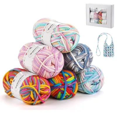 Image de Fil pour crochet, lot de 6 pelotes de 50g, mélange coton-nylon, idéal pour les débutants, couleurs variées
