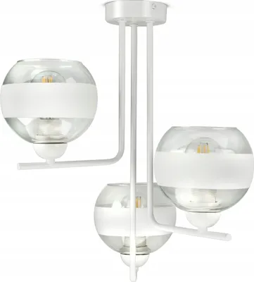 Produktbild von LUXOLAR Led Deckenleuchte 3 flammig - Deckenlampe Weiß E27 60W - Hängelampe für Wohnzimmer, Küchen - Weiß Glas Kugeln