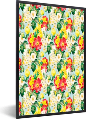Produktbild von MuchoWow® MuchoWow® Gerahmtes Poster Blumen - Frühling - Muster 20x30 cm - Poster mit zchwarzem Bilderrahmen - Drucken - Bilder Poster im Rahmen