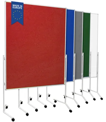 Produktbild von Moderationstafel UP - Filz-Metaplanwand 120x150 cm - einteilig Rot - Moderationswand mit Filz- Oberfläche & Rollen - mobil & beidseitig nutzbar