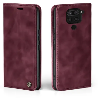 Produktbild von Handy Hülle für Xiaomi Redmi Note 9 Klapphülle Bookcase Flip Cover Handy Tasche Etui Farbe: Weinrot