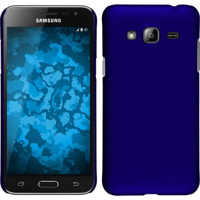Produktbild von PhoneNatic Case kompatibel mit Samsung Galaxy J3 - Hülle blau gummiert Hard-case + 2 Schutzfolien