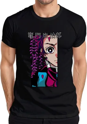 Zdjęcie produktu dla 竈門炭治郎 鬼滅の刃 Koszulka męska Anime Manga Cosplay Fan Gift, czarny, XL